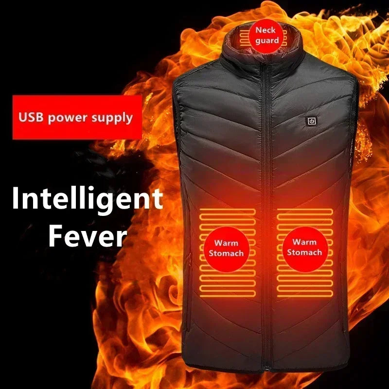 26 Areas Heated Vest Men Winter Electrically Jacket Usb New Ski Warm Sleeveless Jacket Heated Thermal Waistcoat Heating Clothing
