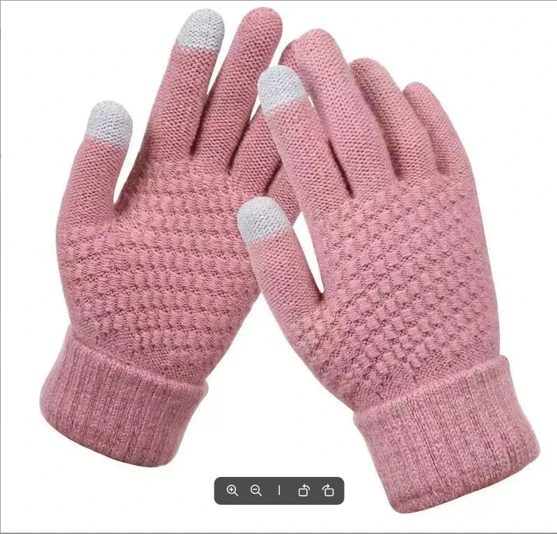 Dames Heren Warme winterhandschoenen met touchscreen Stretch Klassieke gebreide wanten Wol Volledige vinger Outdoor Fietsen Rijhandschoen