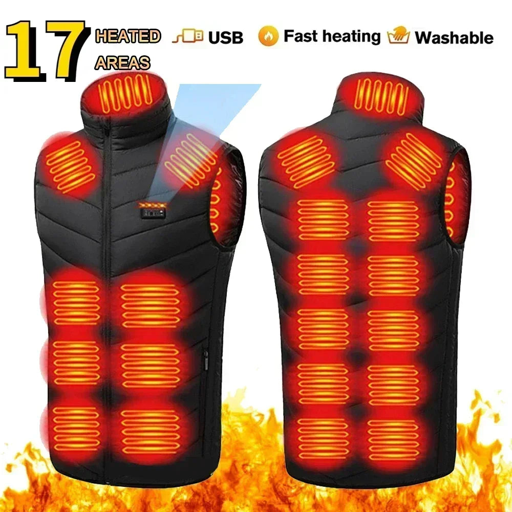 26 Areas Heated Vest Men Winter Electrically Jacket Usb New Ski Warm Sleeveless Jacket Heated Thermal Waistcoat Heating Clothing