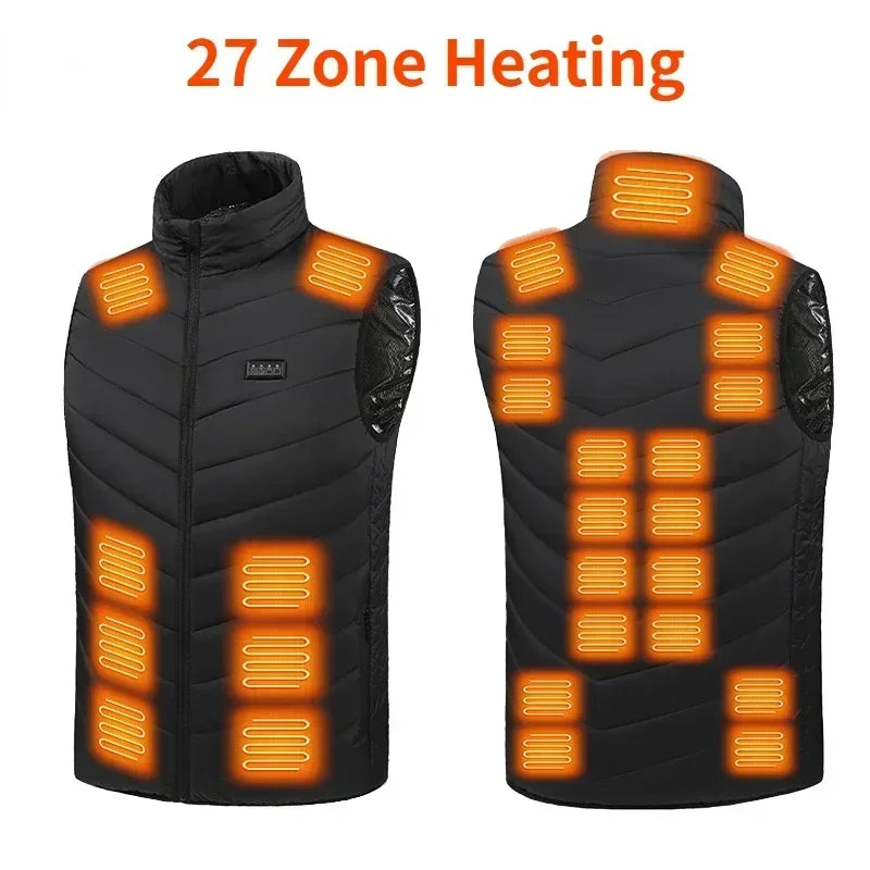 26 Areas Heated Vest Men Winter Electrically Jacket Usb New Ski Warm Sleeveless Jacket Heated Thermal Waistcoat Heating Clothing