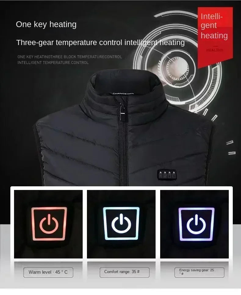 26 Areas Heated Vest Men Winter Electrically Jacket Usb New Ski Warm Sleeveless Jacket Heated Thermal Waistcoat Heating Clothing
