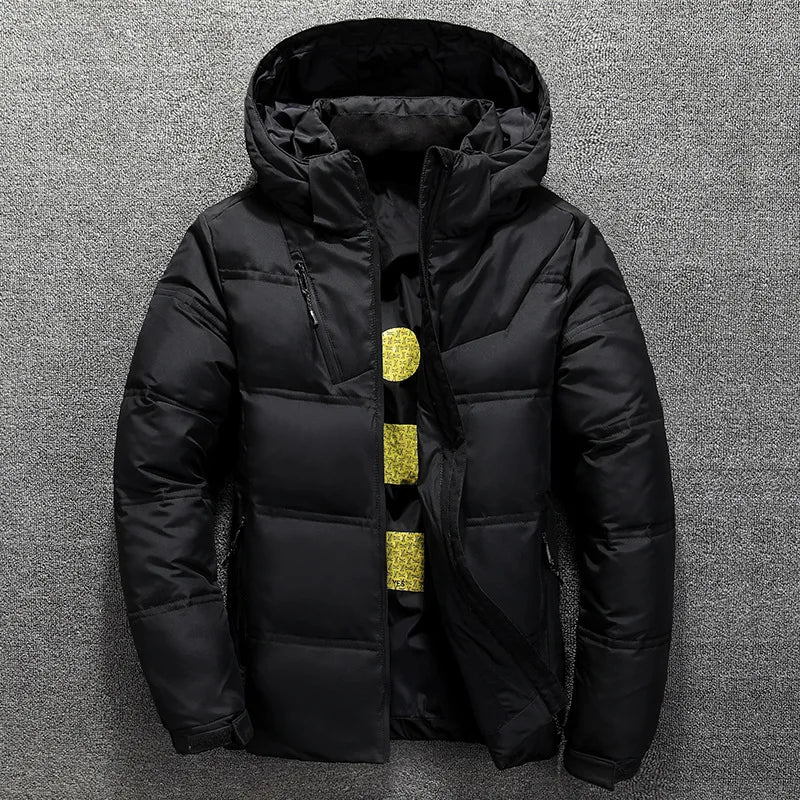 White Duck Down Jacket Men Winter Men's Coat Windproof Removable Cap Parkas Solid Color Outdoor Casual Hooded Overcoat Clothes