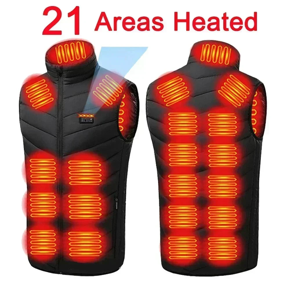 26 Areas Heated Vest Men Winter Electrically Jacket Usb New Ski Warm Sleeveless Jacket Heated Thermal Waistcoat Heating Clothing