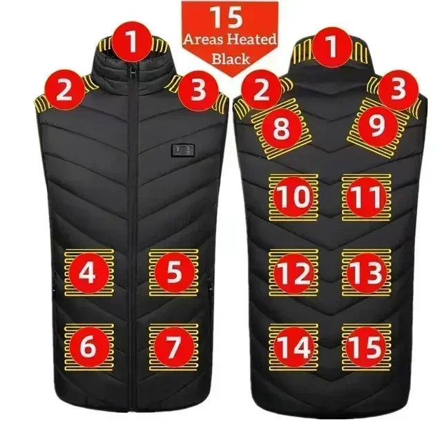 26 Areas Heated Vest Men Winter Electrically Jacket Usb New Ski Warm Sleeveless Jacket Heated Thermal Waistcoat Heating Clothing