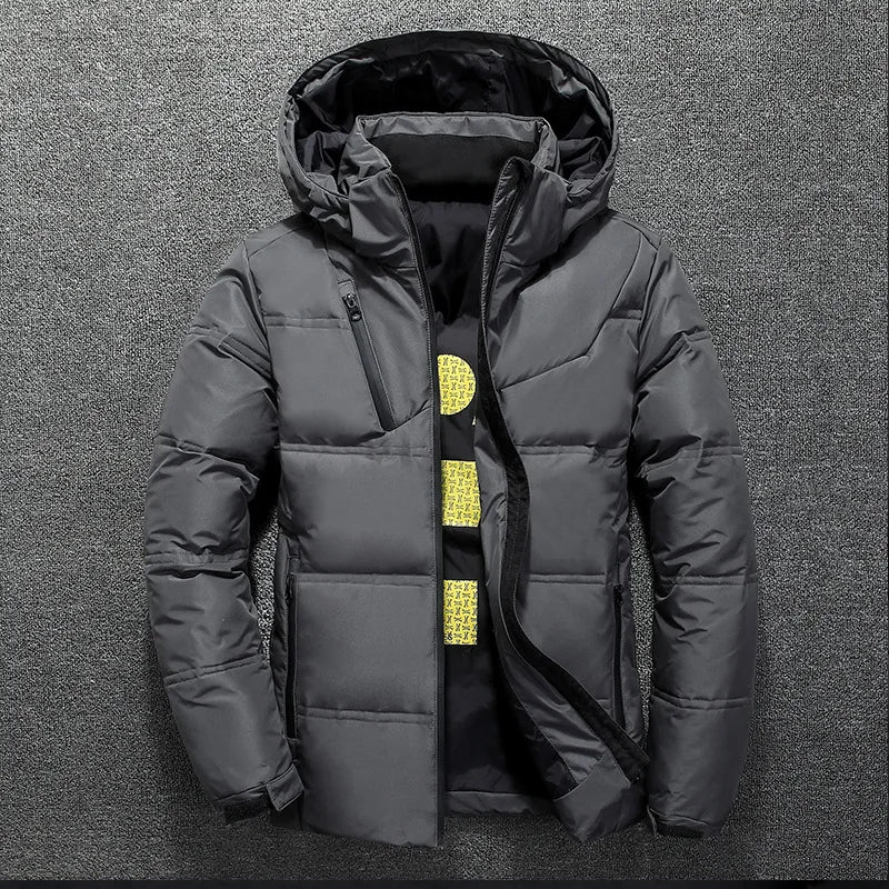 White Duck Down Jacket Men Winter Men's Coat Windproof Removable Cap Parkas Solid Color Outdoor Casual Hooded Overcoat Clothes