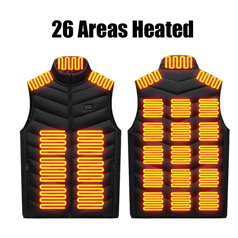 26 Areas Heated Vest Men Winter Electrically Jacket Usb New Ski Warm Sleeveless Jacket Heated Thermal Waistcoat Heating Clothing