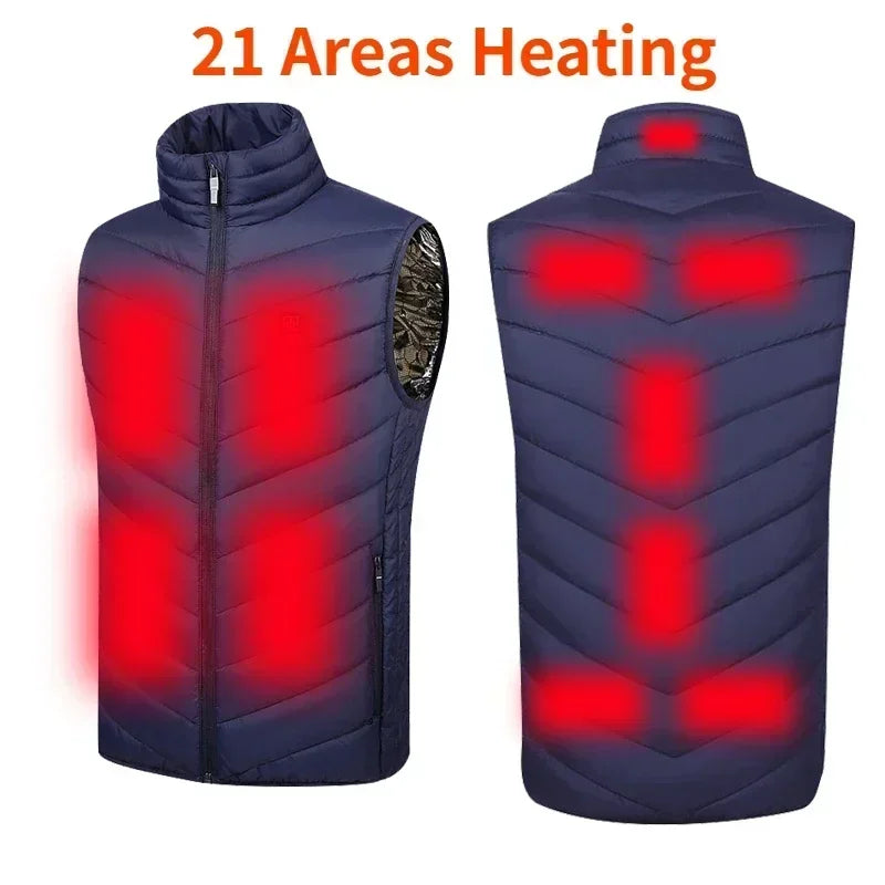 26 Areas Heated Vest Men Winter Electrically Jacket Usb New Ski Warm Sleeveless Jacket Heated Thermal Waistcoat Heating Clothing