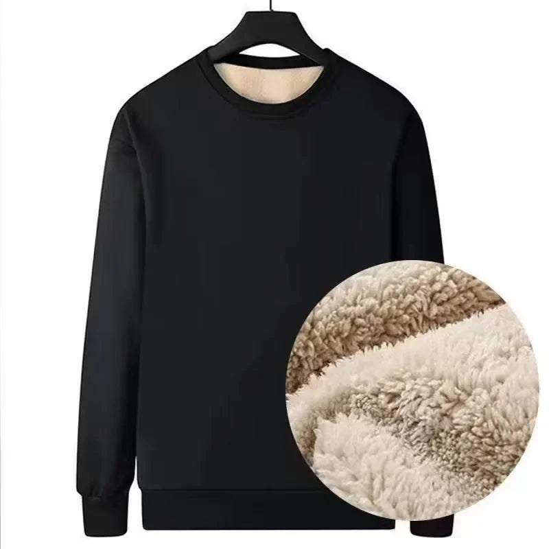 Trendy Merino Wool Men's Sweatshirt Loose Fit Fleece Lined Thickened Warm Sports Casual Jacket Autumn Winter