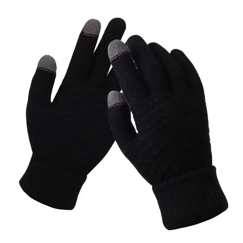 Dames Heren Warme winterhandschoenen met touchscreen Stretch Klassieke gebreide wanten Wol Volledige vinger Outdoor Fietsen Rijhandschoen