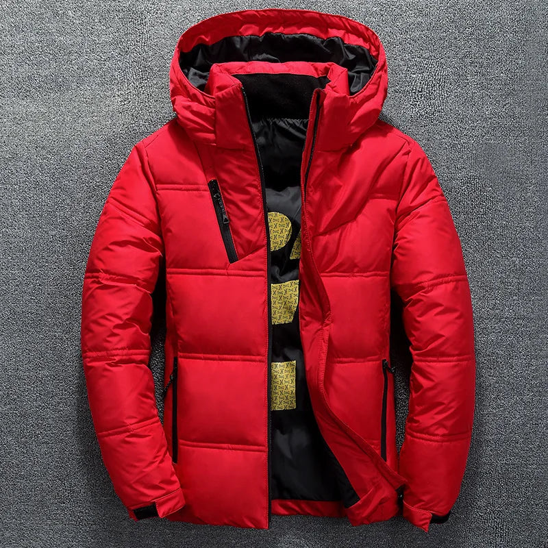 White Duck Down Jacket Men Winter Men's Coat Windproof Removable Cap Parkas Solid Color Outdoor Casual Hooded Overcoat Clothes