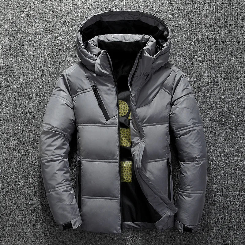 White Duck Down Jacket Men Winter Men's Coat Windproof Removable Cap Parkas Solid Color Outdoor Casual Hooded Overcoat Clothes